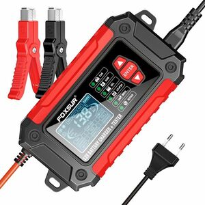 Incarcator și Tester Baterie FOXSUR FTC-1206 2-in-1, 12V/6A – Redresor Inteligent pentru Baterii Auto si Moto cu Functii Desulfatare, Reparare prin Impulsuri, Rosu/Negru imagine