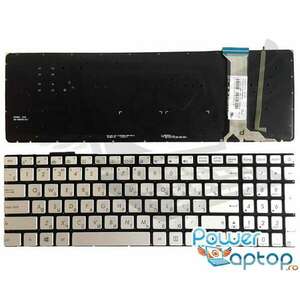 Tastatura gri Asus N551JM iluminata layout US fara rama enter mic imagine