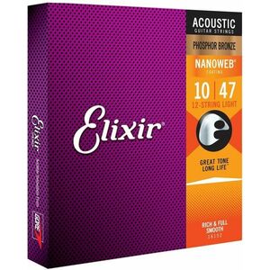 Elixir 16152 Nanoweb 12 10-47 Set de corzi pentru chitară acustică imagine