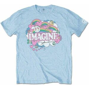 John Lennon Tricou Rainbows, Love & Peace Unisex Light Blue M imagine