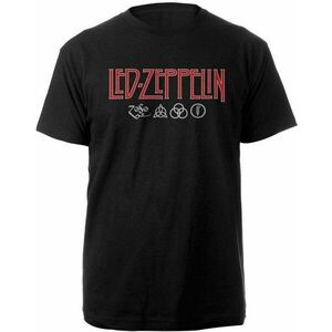 Led Zeppelin Tricou Logo & Symbols Unisex Black S imagine