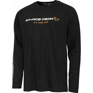 Savage Gear Tricou Signature Logo Long Sleeve T-Shirt Black Caviar 3XL imagine