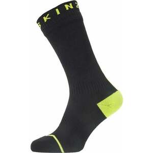 Sealskinz Waterproof All Weather Mid Length Sock With Hydrostop Negru/Galben Neon M Șosete ciclism imagine