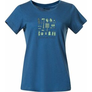 Bergans Graphic Wool Tee Women North Sea Blue/Jade Green/Navy Blue XS Tricou imagine