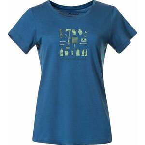 Bergans Graphic Wool Tee Women North Sea Blue/Jade Green/Navy Blue L Tricou imagine