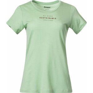 Bergans Graphic Wool Tee Women Light Jade Green/Chianti Red S Tricou imagine