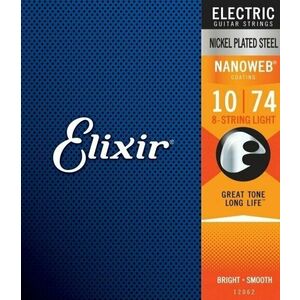 Elixir 12062 Nanoweb Light 8 String Set de corzi pentru chitară electrică imagine