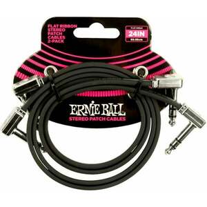 Ernie Ball Flat Ribbon Stereo Patch Cable 60 cm Oblic - Oblic Cablu patch imagine