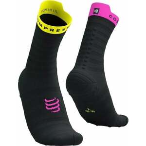 Compressport Pro Racing V4.0 Ultralight Run High Black/Safety Yellow/Neon Pink T2 Șosete pentru alergre imagine