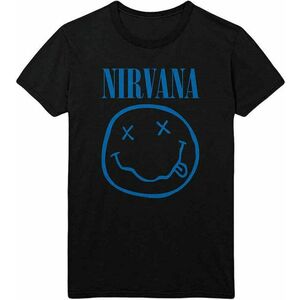 Nirvana Tricou Blue Happy Face Unisex Black L imagine