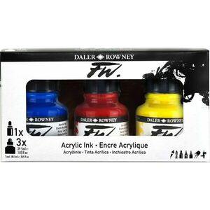 Daler Rowney FW Cardboard Box Starter Set Set de cerneluri acrilice 3 x 29, 5 ml imagine