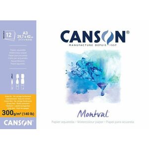 Canson Pad Montval Cold Pressed A3 300 g Natural White Carnete de Schițe imagine