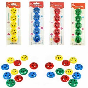 Set 5 magneti pentru tabla magnetica, Smiley Face, diametru 3 cm, diverse culori Verde imagine