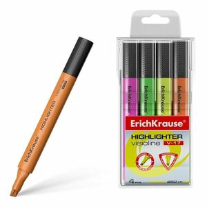 Marker evidentiator, set 4 bucati, cerneala fluorescenta pe baza de apa, scriere 0.6-4.5 mm, toate tipurile de hartie imagine