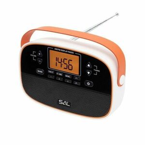 Radio portabil, AM-FM, ceas desteptator, afisaj LCD mare, repetare alarma, USB-C, baterii, 184x113x58 mm imagine