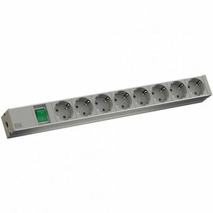 Bachmann, PDU 8 prize Schuko, 1U, impamantare, intrerupator, 2 metri, RAL 7035, Aluminiu imagine