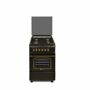 Aragaz rustic Studio Casa Verona Retro 50/ 55 cm, 4 arzatoare gaz, cuptor gaz, aprindere electrica, grill electric, negru imagine