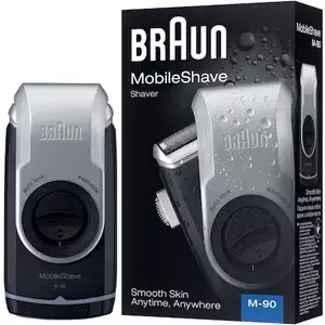 Aparat de ras Braun MobileShave M-90R, baterii, autonomie 60 min, negru-gri imagine