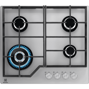 Plita incorporabila Electrolux KGG64362S, gaz, 4 arzatoare, 60 cm, Gratare fonta, Aprindere electrica, Arzator Wok, Inox imagine