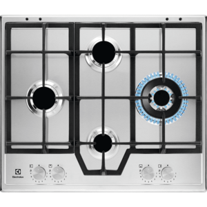 Plita incorporabila Electrolux KGS64562SX, gaz, 4 arzatoare, 60 cm, Gratare fonta, Aprindere electrica, Arzator Wok, Inox imagine