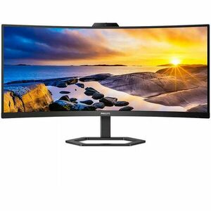 Monitor LED Philips 34E1C5600HE Curbat 34 inch UWQHD VA 1 ms 100 Hz Webcam USB-C imagine