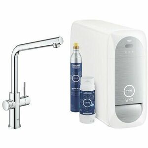 Baterie de bucatarie cu sistem de filtrare, racire si acidulare apa, cu pipa L, crom, Grohe Blue Home New imagine