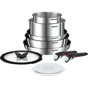 Set de 10 piese Tefal Ingenio Emotion, tigaie 22/26 cm, cratita 24 cm, craticioare 16/20 cm, capac ermetic 16/20 cm, 2 manere detasabile, capac sticla 24 cm imagine