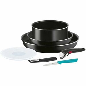 Set 7 piese Tefal Ingenio Essentials, indicator Thermo-Signal, invelis antiaderent Titanium, 18 / 22 / 26 cm, negru imagine