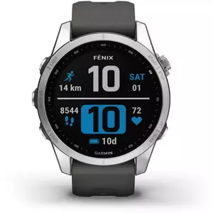 Ceas Smartwatch Garmin Fenix 7S, 42 mm, Silver/Graphite imagine