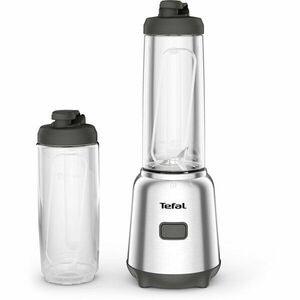 Blender Tefal Mix & Move BL15FD30, 300W, 0.6L, 4 lame detasabile, 2 recipiente portabile din tritan cu capac, argintiu imagine