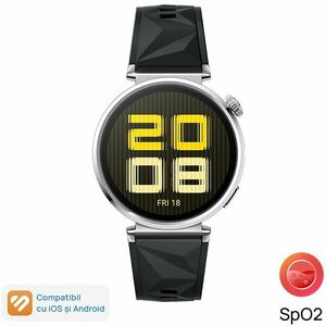 Smartwatch Huawei Watch GT 5, 41MM, Tarnish Stainless Steel Case, Black Fluoroelastomer Strap imagine