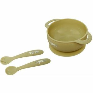 Set bol & lingurita silicon, olive, U-Grow imagine