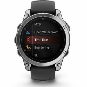 Smartwatch Garmin fenix E, 47mm, AMOLED, Stainless Steel, Black Silicone Band imagine