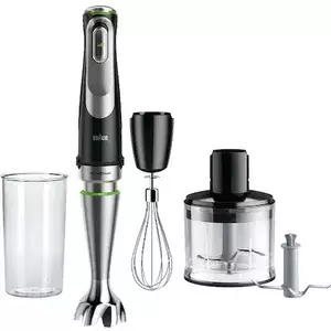 Mixer vertical Braun MQ9135XI, 1200 W, Pahar gradat 0.6 l, Tocator 0.5l, Tel, viteza variabila, Negru imagine