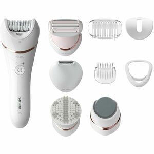 Epilator umed si uscat Seria 9000 BRE740/90, 12 accesorii, 32 pensete, utilizare fara fir, 2 setari de viteza, opti-light, discuri ceramice, Argintiu imagine