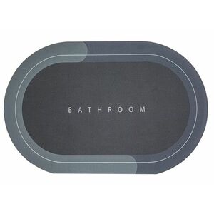 Covor de Baie GRI Antiderapant si Absorbant Model Bathroom Oval 58 x 78 cm imagine