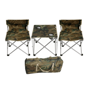 Set Masa cu 2 Scaune Pentru Camping Pliabile Model Army Geanta Inclusa imagine