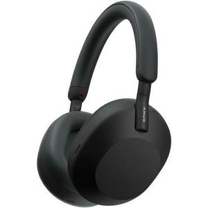 Casti Over the Ear Sony WH-1000XM5B, Wireless, Bluetooth, Noise cancelling, Autonomie baterie 30 ore, Microfon, Negru imagine