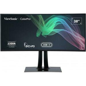 Monitor IPS LED ViewSonic 37.5inch VP3881A, WQHD+ (3840 x 1600), HDMI, DisplayPort, AMD FreeSync, Ecran Curbat, Boxe (Negru) imagine