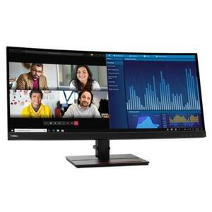 Monitor IPS LED Lenovo ThinkVision 34.14inch P34w-20, WQHD (3440x1440), HDMI, DisplayPort, Ecran curbat, Boxe (Negru) imagine