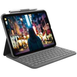 Husa cu tastatura Logitech Slim Folio pentru iPad 10, UK, Gri imagine