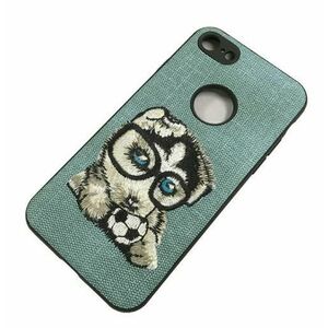 Protectie Spate Lemontti Embroidery Gray Puppy LECIPH7M7 pentru Apple iPhone 7, iPhone 8, iPhone SE 2020 (Gri) imagine