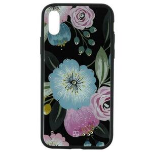 Protectie Spate Just Must Glass Diamond Print Flowers Black Background JMGDPIPXSFLBKB pentru iPhone XS (Multicolor) imagine