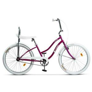 Bicicleta Oras CARPAT LIBERTA C2694A, Roti 26inch, Frane V-Brake, Cadru otel (Mov/Alb) imagine