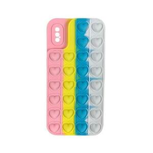 Husa Lemontti Heart Pop it compatibila cu iPhone X / XS, Multicolor imagine