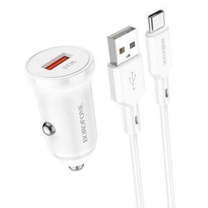 Incarcator Auto Cu Cablu USB-C Borofone BZ18, 18W, 3A, 1 x USB-A, Alb imagine