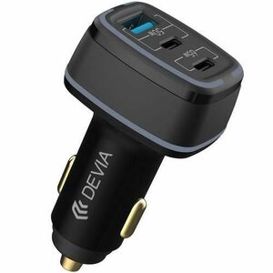 Incarcator Auto DEVIA Extreme, 115W, 3A, 1 x USB-A - 2 x USB-C, Negru imagine