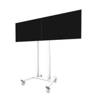 Stand mobil 2 monitoare Neomounts ADM-875WH2, 42inch - 65inch, 50 kg (Alb) imagine