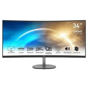 Monitor LED MSI PRO 34inch MP341CQDE, UWQHD (3440 x 1440), HDMI, DisplayPort, Ecran curbat, 100 Hz, 1 ms (Negru) imagine