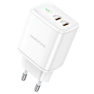 Incarcator Retea Borofone BN9, 35W, 3A, 2 x USB-C, Alb imagine